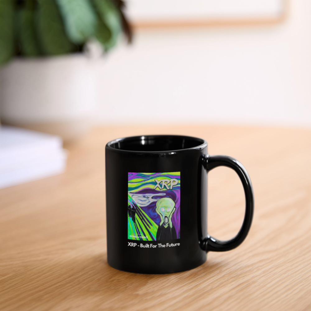 XRP - Built For The Future - XRP Scream #102 Black Mug - SEC & SWIFT Fade Away - black